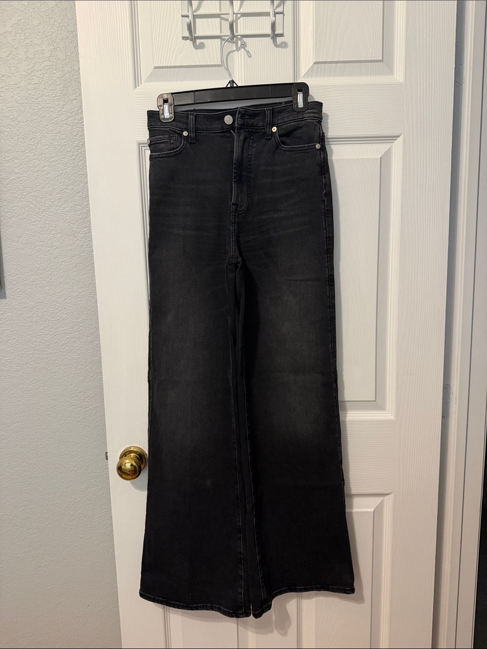 7 For All Mankind Black High-Rise Wide-Leg Jeans